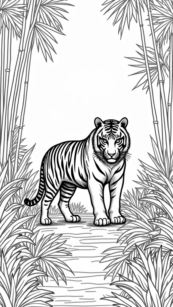 Página para colorear del tigre de Bengala